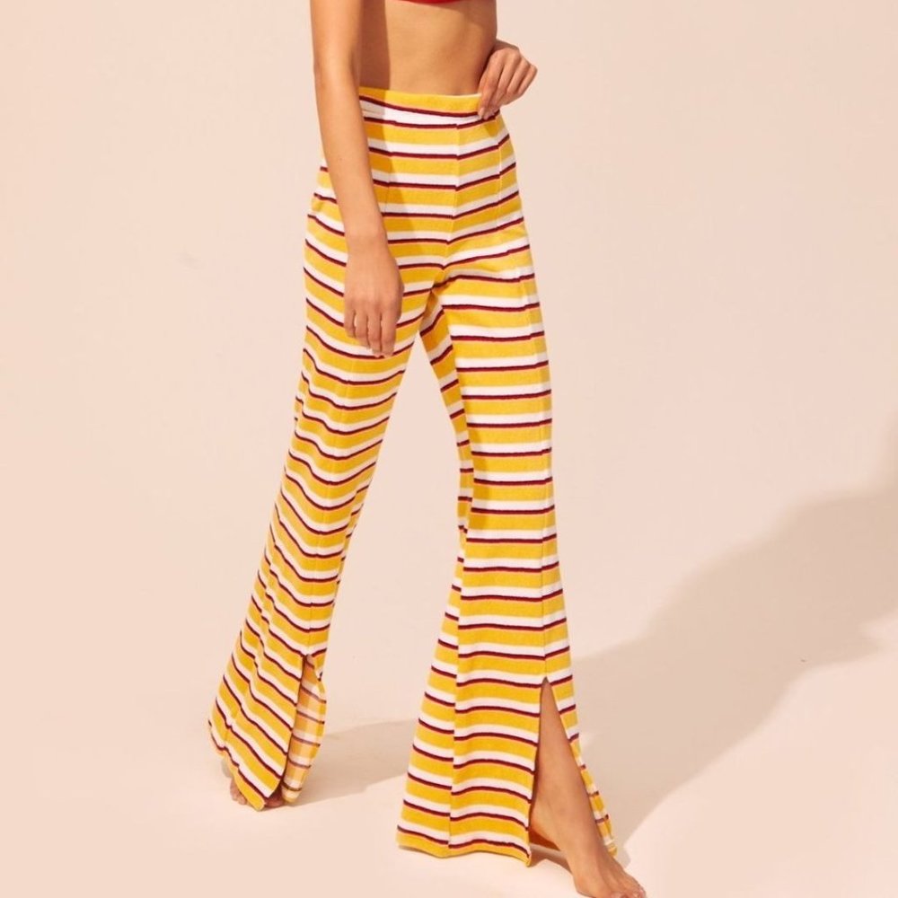 NWT SOLID & STRIPED Striped Terry Cloth Trousers L